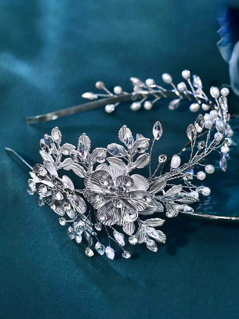 Elegant Alloy Flower Leaf Rhinestone Hairband, Fashion Wedding Accessory, Women's Fancy Party Holiday Event Decorative Jewelry
