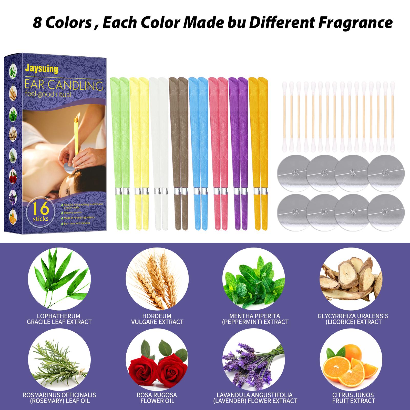 Jaysuing Ear Care Aromatherapy Ear Candles – Earwax Removal Kit for Relaxation and Stress Relief, Safe Tapered Ear Candle Set with Ear Plugs