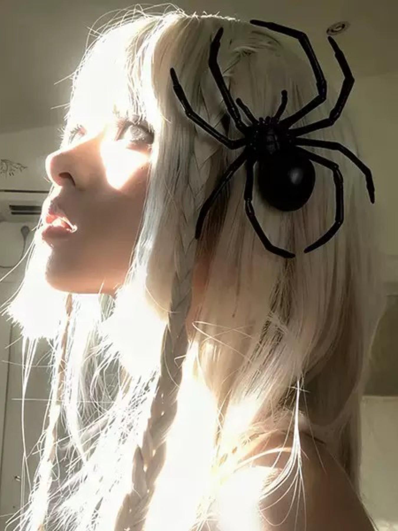 Halloween DIY Dark Gothic Spider Hair Clip, Punk Style Tribal Pattern, Unique Prank Headwear, All-Seasons Accessory