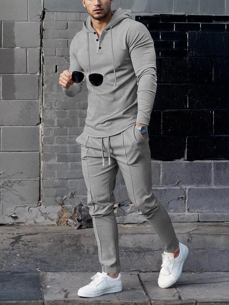 Essential Waffle Hoodie & Pants Combo | Men's Quick-Dry Lounge Set | Versatile Monochrome Design | #DadFriendly #LowEffortLook