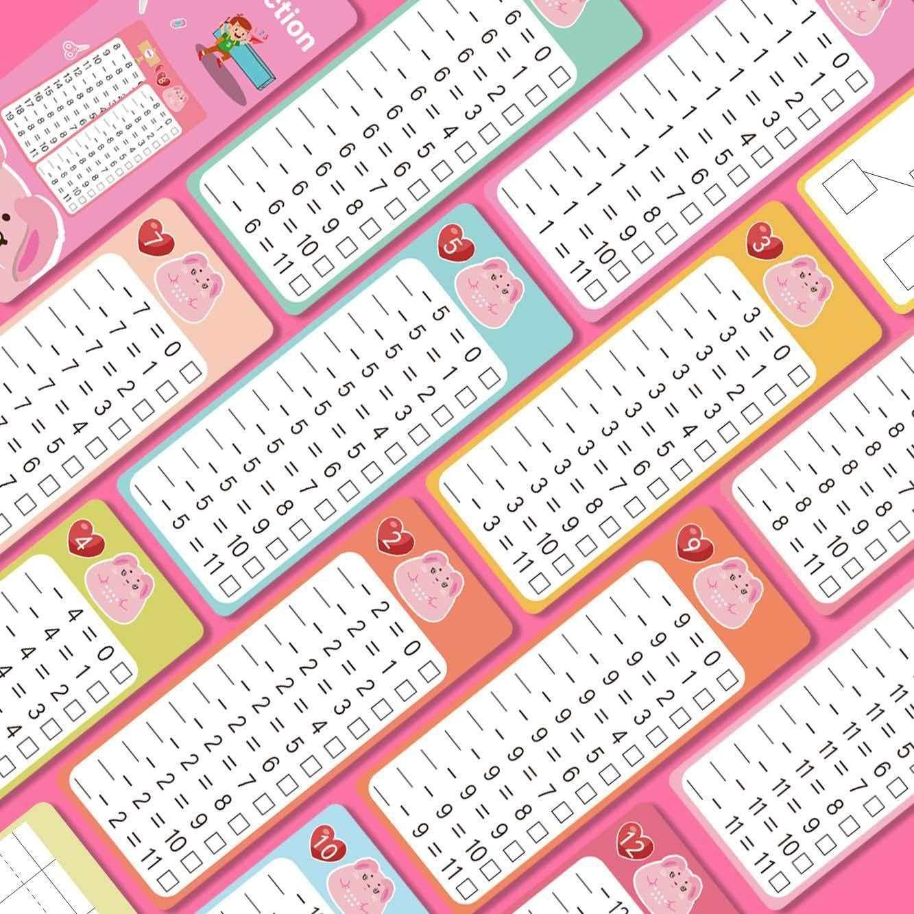 Cross-Border Flashcards 15 Math Subtraction Number Cards Erasable Reusable Learning Cards Educational Toy Set with Two Pens and One Ring