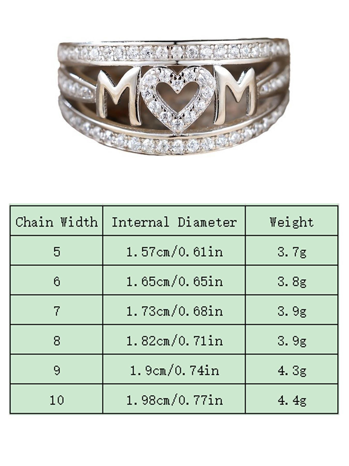 Women's Mom Ring Heart Shape Diamond Set, 18k Gold Plated Gold, Mother's Day Gift, Elegant Fashion Jewelry for Mom
