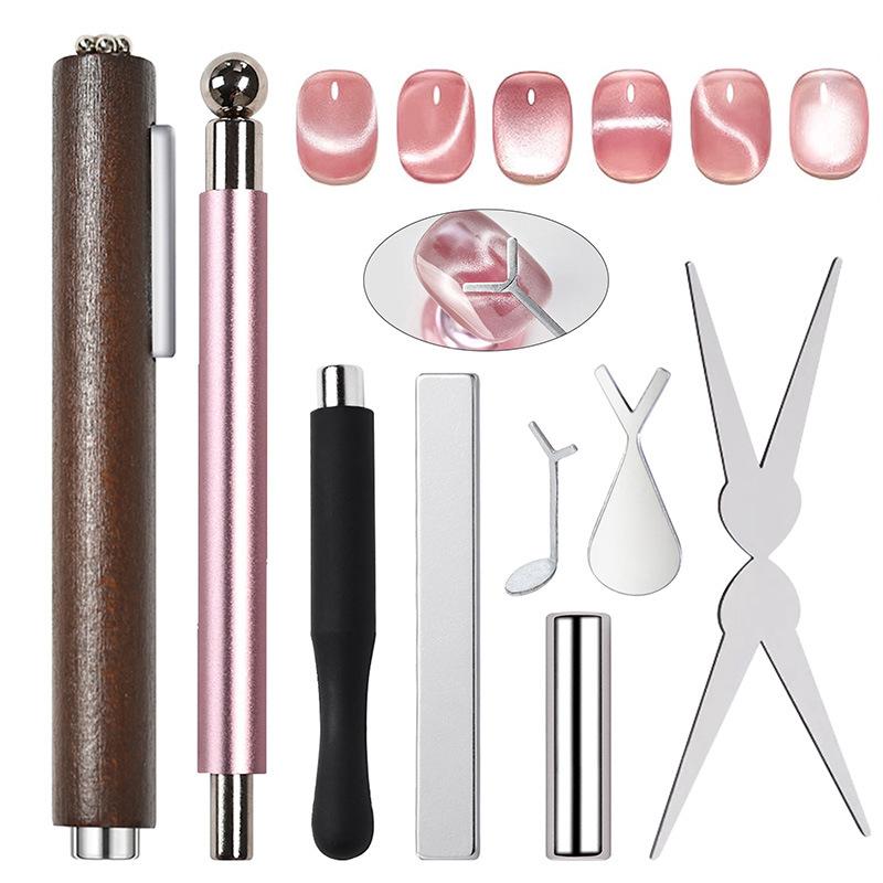 8 counts Double-Ended French Cat Eye Magnets Little Magic Wand Cat Eye Tool Manicure Cigar Magnet Nail Art Nail Care Nail Art Tools