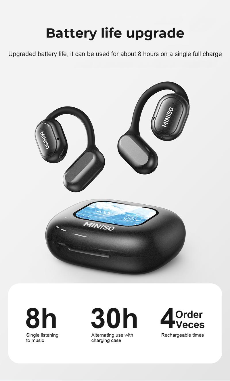 【Buy 1 Get 1 Gift Free】MINISO X30 OWS Open Ear Bluetooth Earbuds, MS106 Wireless Earbuds Bluetooth 6.0 Earphones, In Ear Earbuds, HIFI Sound Quality IPX5 Waterprooof 35Hours Play time Wireless Headphones Touch Control Built-in Mic Hearphones