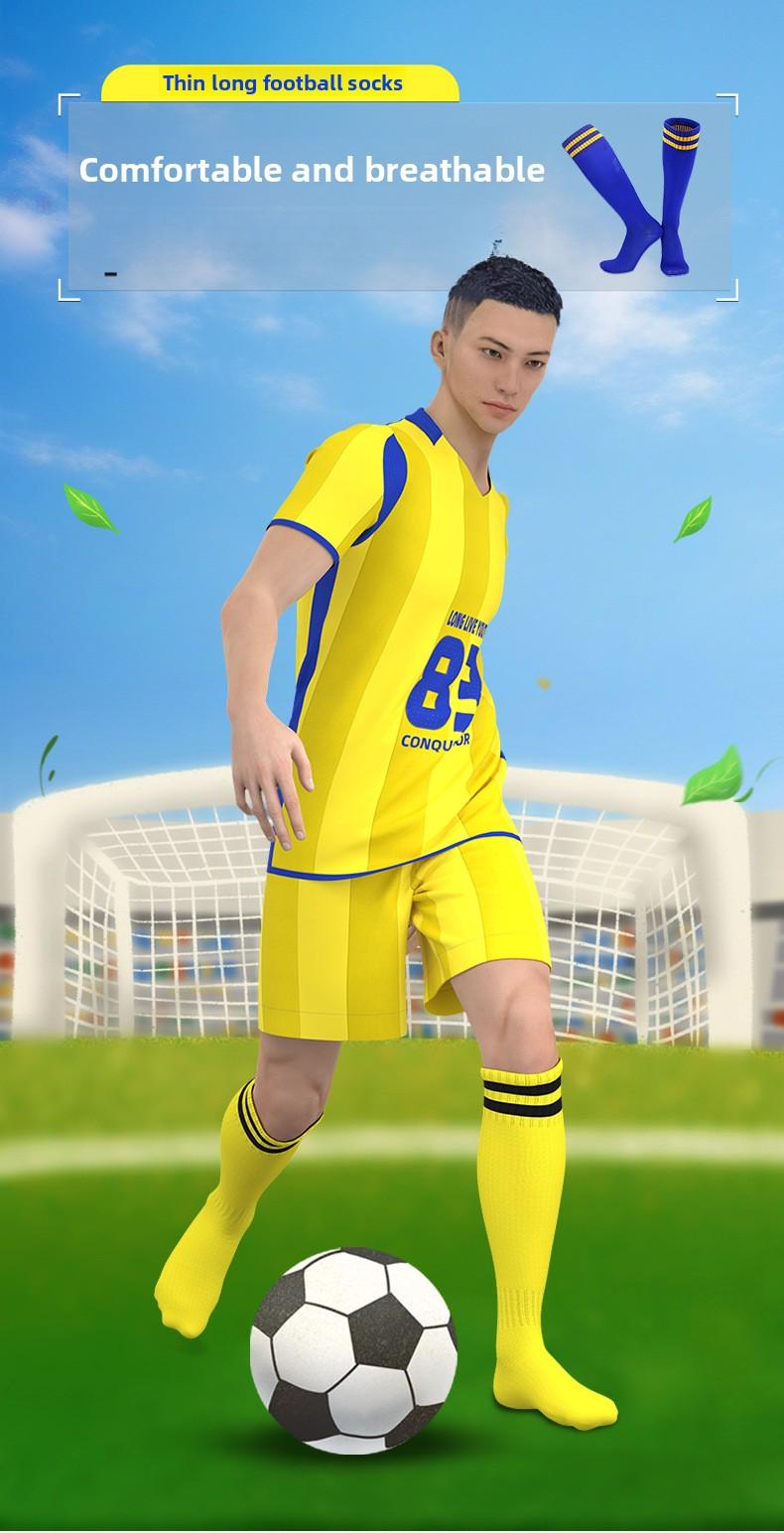 New thin breathable football socks, professional training long tube striped high-elastic football gear