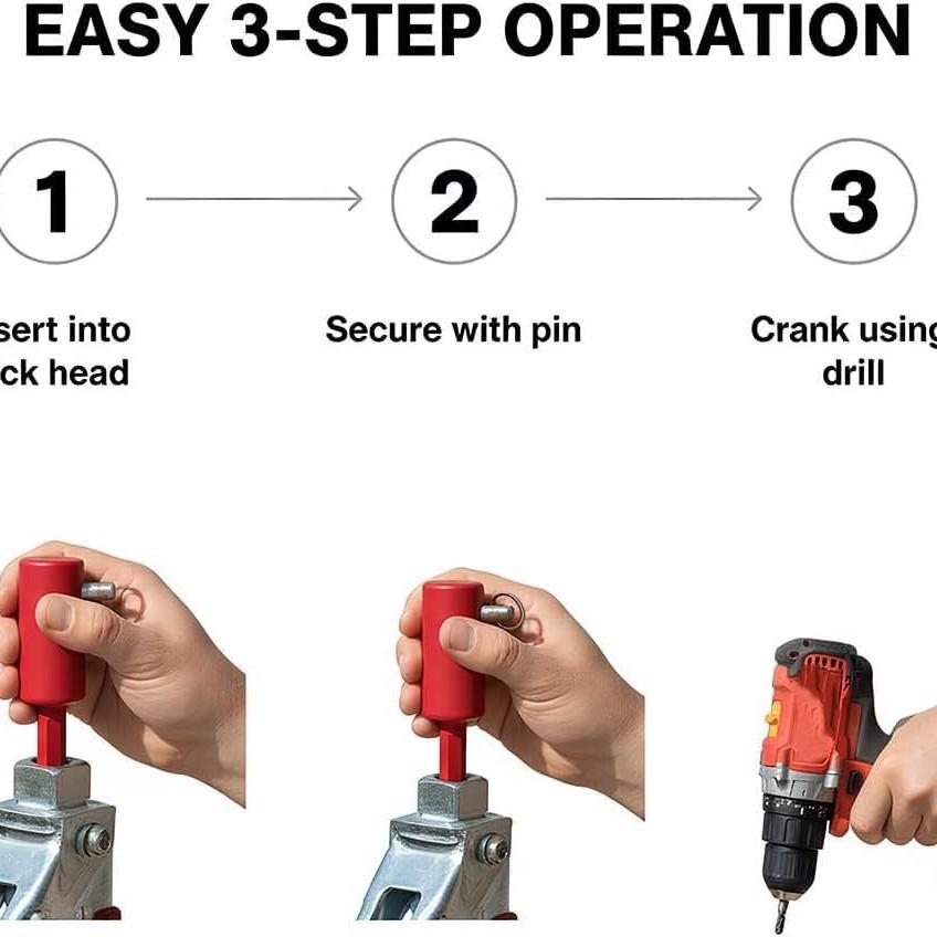 Trailer Jack Drill Adapter Tool, Universal Fit Trailer Jack Drill Converter, Quickly Attach To Trailer Jack, Durable & Efficient Design, Durable Construction, Reduce Manual Cranking Efforts, Essential RV Accessory