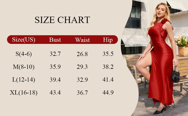 OYV Women's Sleeveless Crew Neck Backless Ruched High Split Party Maxi Dress