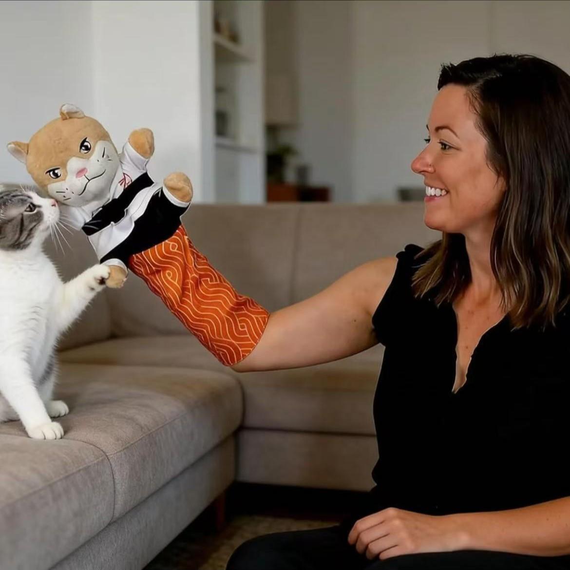 Cute Practical Cat Karate Kitty Puppet, Interactive Boxing Wrist Wrestling Toy, Fun Pet Plaything, Ideal Gift for Cats