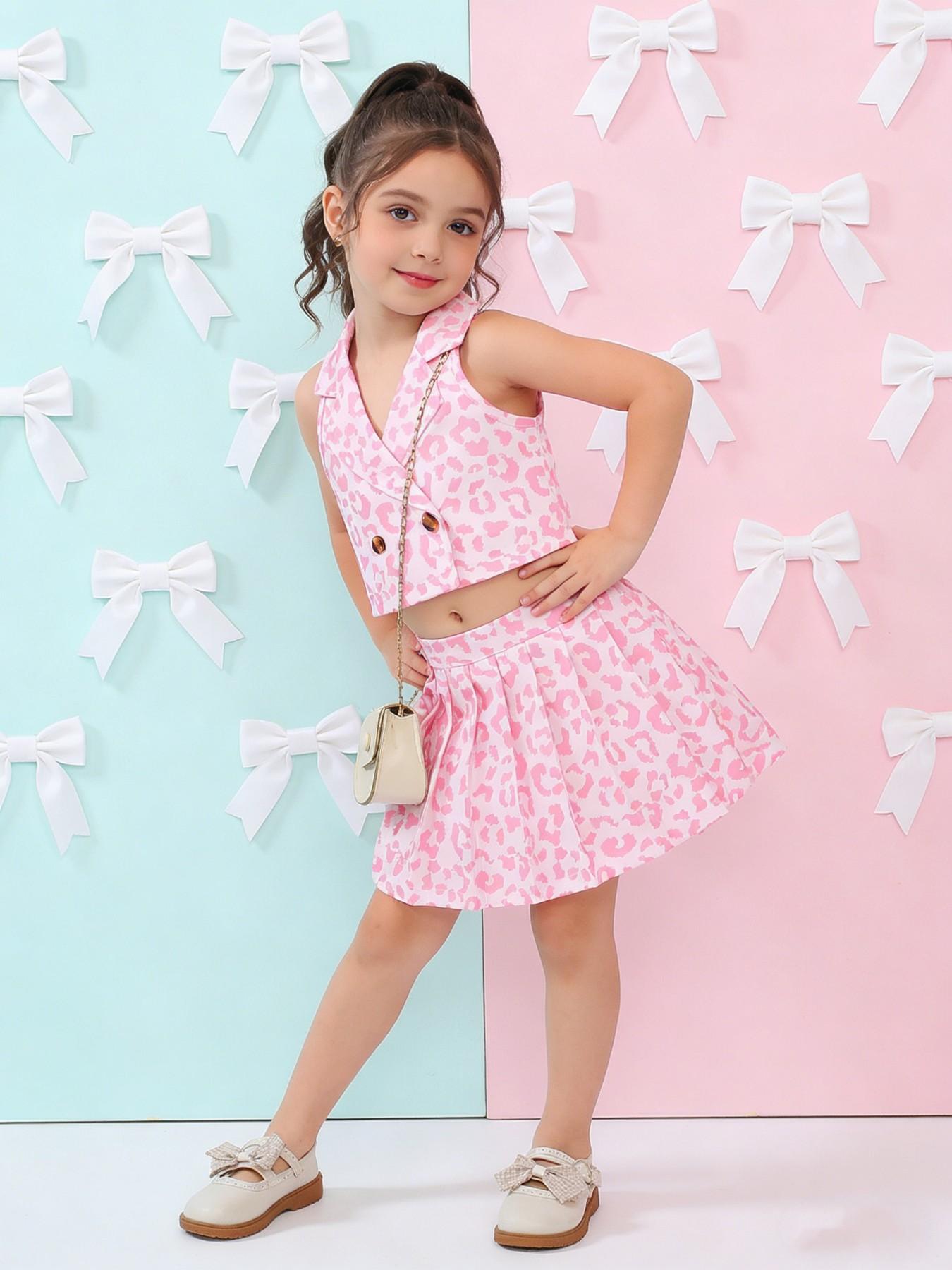 Barbiecore Outfit! Toddler Pink Leopard Blazer & Skirt Set