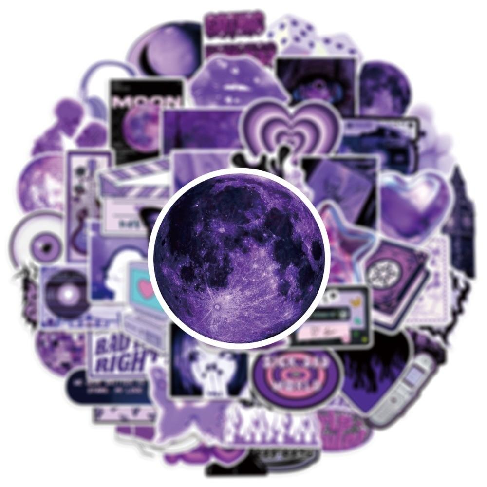50Pcs Ins Trendy Purple Y2K Girl Stickers Waterproof Graffiti Decals for Scooter Helmet Luggage Decor