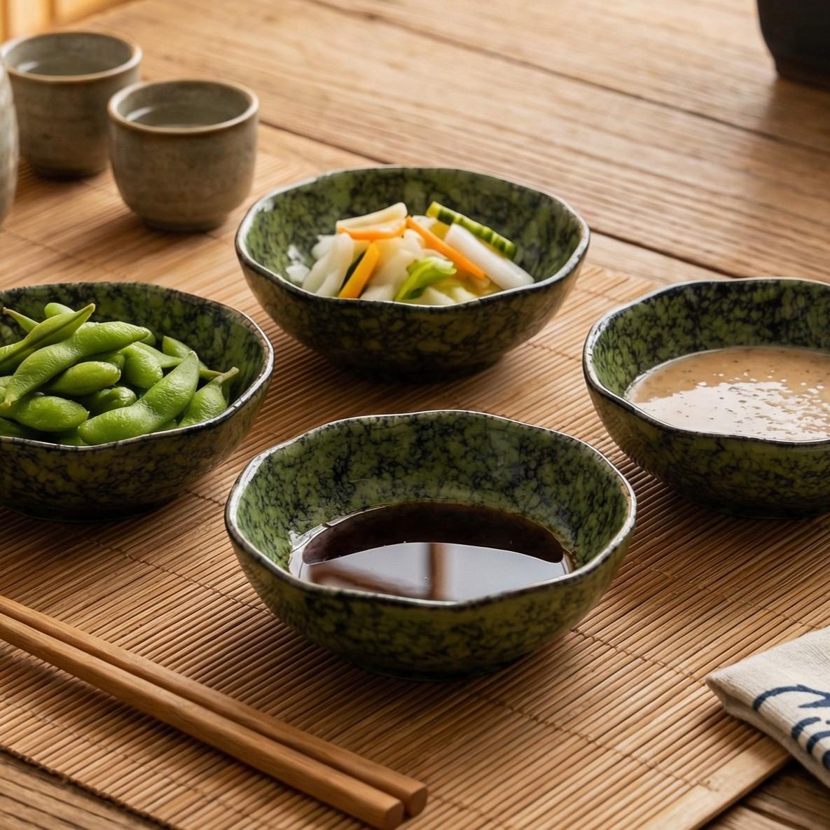 2pcs Vintage Ink Ceramic Appetizer Dishes, Elegant Matte Dinnerware, Home Crystal Dip Plates, Restaurant Condiment Bowls, Ideal for BBQ, Picnic, Daily Use