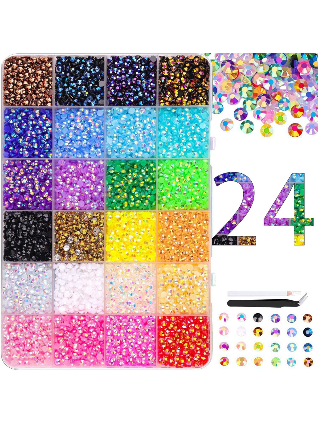 24-Piece Candy Resin Rhinestones, 3mm Ab Color Flat Back Jelly Water Drills, Ideal for DIY Jewelry, Nail Art, Phone Decorations