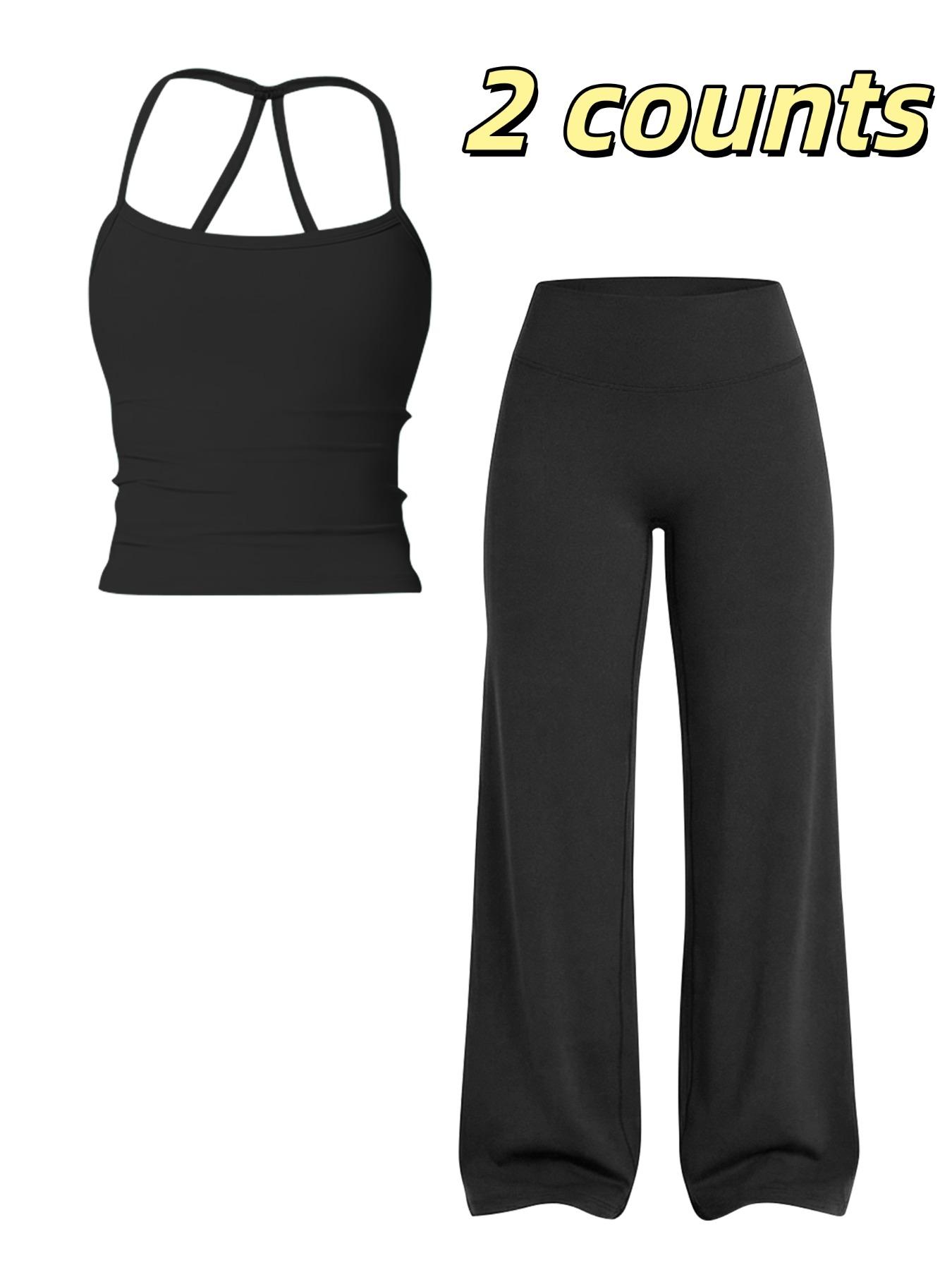 Women's Sportswear Two-Piece Set High-Waisted Straight-Leg Pants Yoga Quick-Dry Tight-Fit Fitness Casual Sports Wear