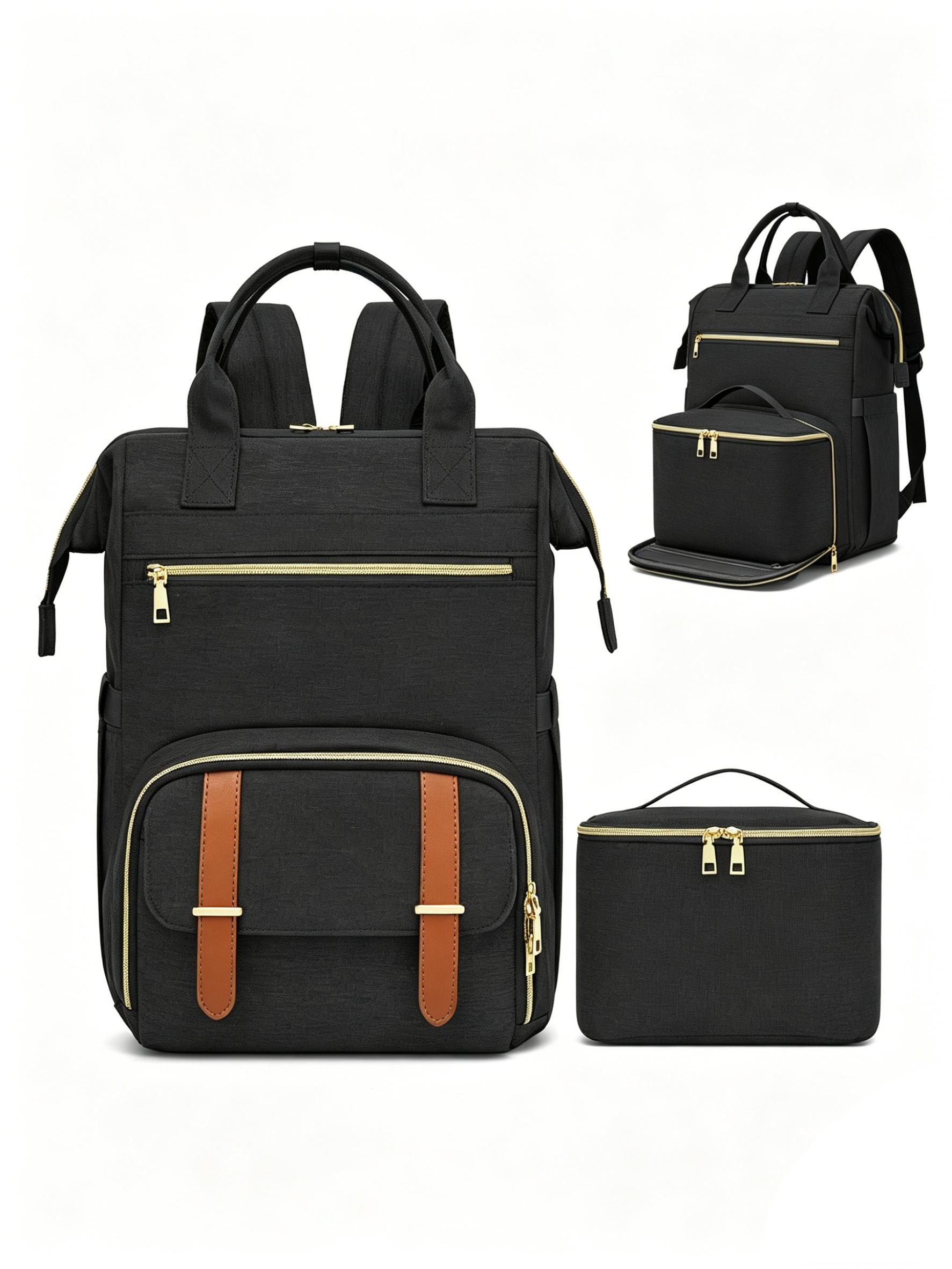 Multifunctional Commuter Backpack with Independent Insulated Lunch Bag, 15.6 Inch Laptop Compartment, USB Charging, Student Office Travel Backpack