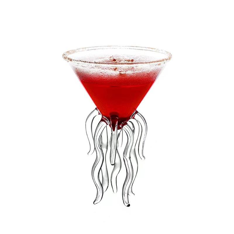 Creative Octopus Cocktail Glass Cup, Unique Aquarium Cup, Jellyfish Cup, Squid Wine Glass, Martini Bar Glass, Stylish Drinkware, Octopus Cocktail Tumbler