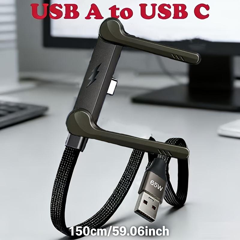 65W Flat Braided Fast Charging Cable,  Phone Holder | 2-in-1 Foldable Holder, Durable Multifunctional Charging Cable Suitable for Smartphones and Tablets, Samsung Type-C Charging Cable