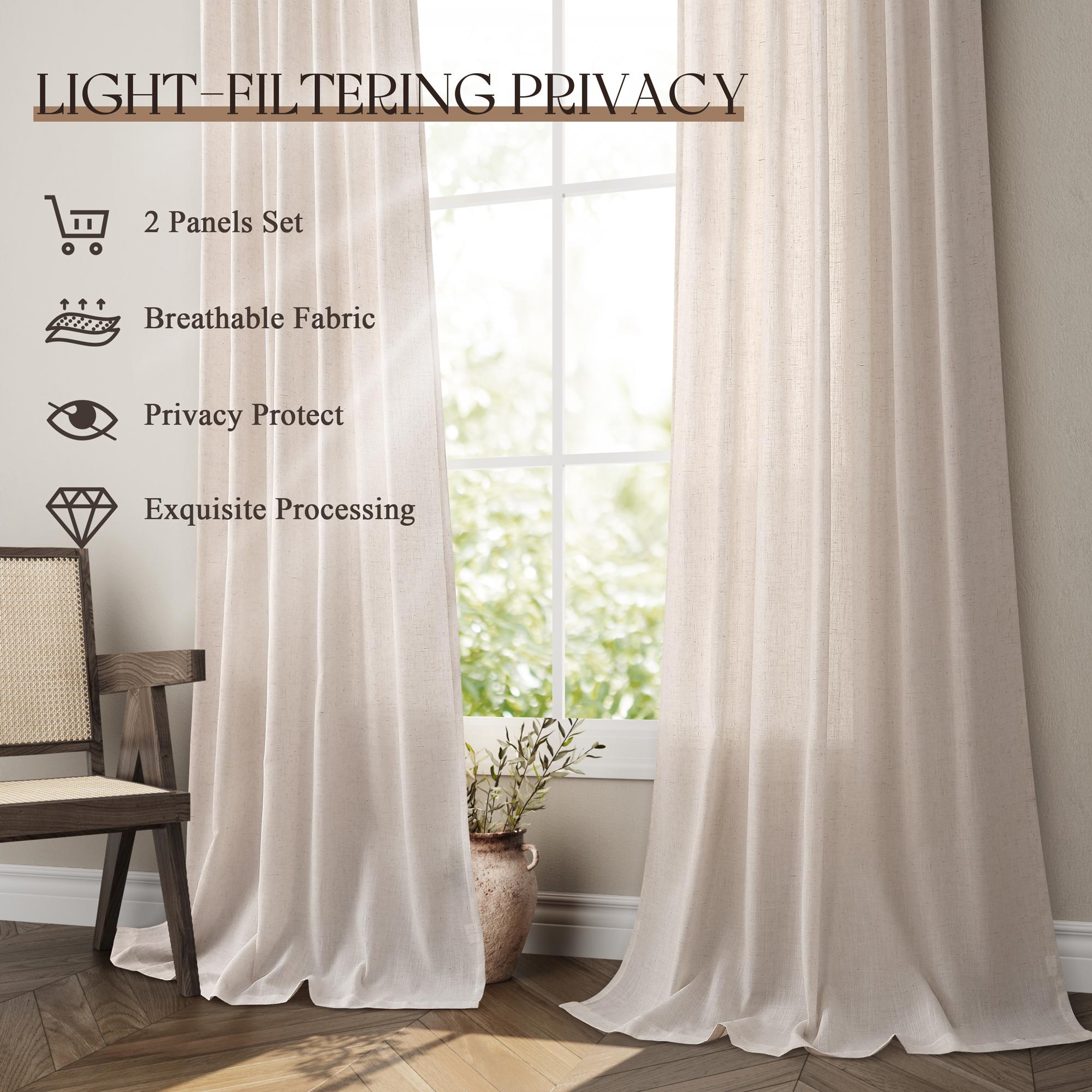 Jowels Flax Linen Curtains 2 Panel for Living Room Back Tab Pocket Drapes Semi Sheer Privacy Window Curtain Country Rustic Farmhouse Cloth Curtain for Dinning Room Jowels Flax Linen Curtains 2 Panel for Living Room Back Tab Pocket Drapes Semi Sheer Privacy Window Curtain Country Rustic Farmhouse Cloth Curtain for Dinning Room