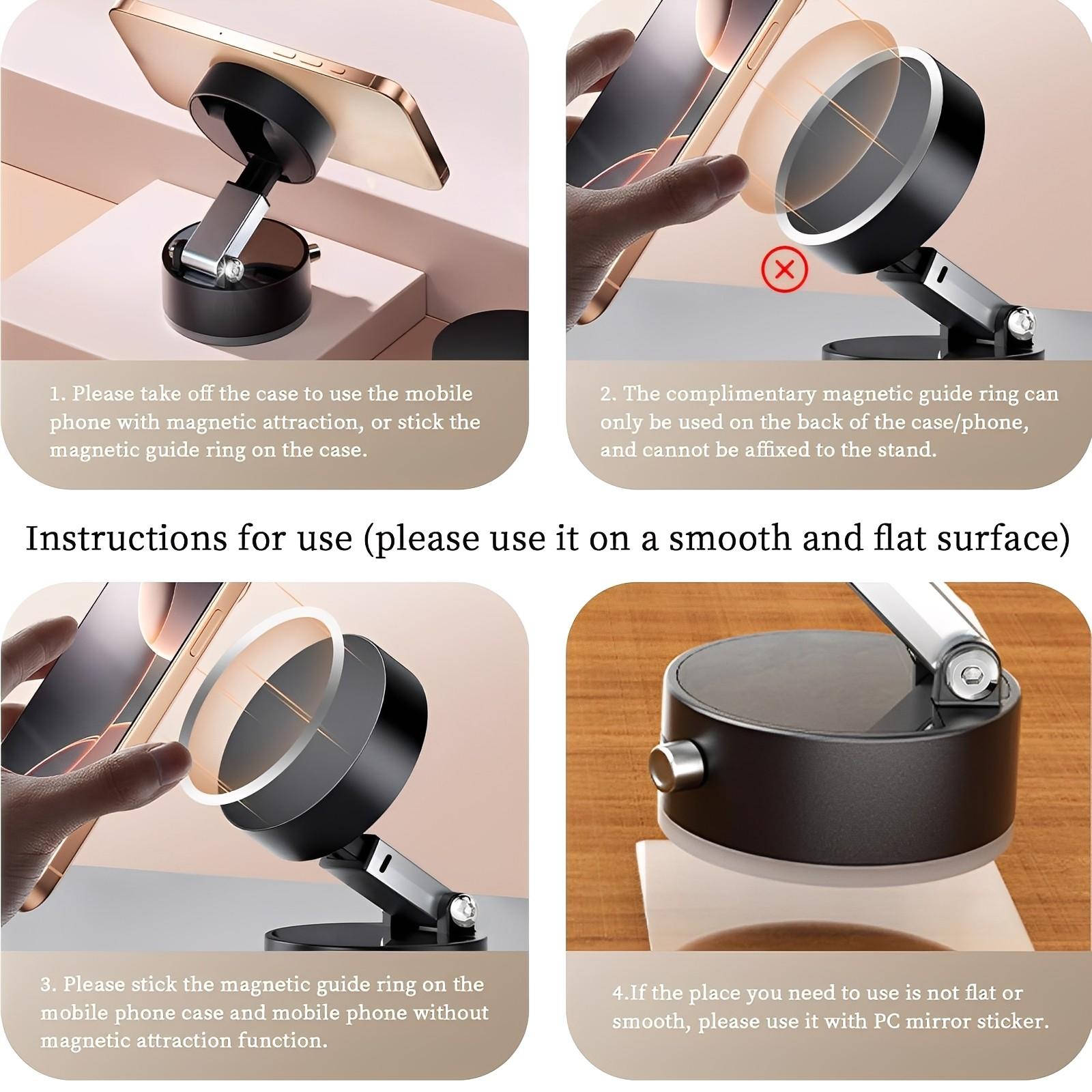 Universal Vacuum Suction Magnetic Phone Holder for Home Kitchen Bathroom and Travel Portable Foldable Mobile Phone Stand for All Smartphones