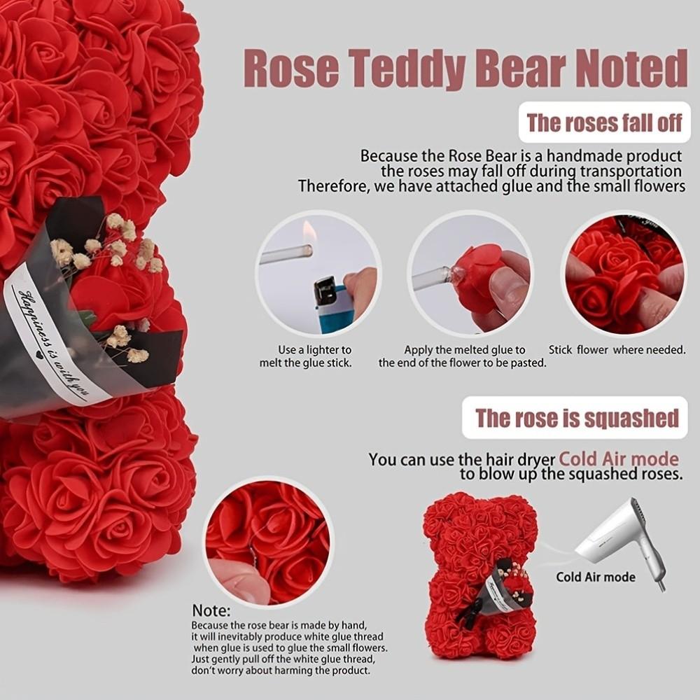 Rose Bear Made of Artificial Foam Roses, Perfect Gift for Valentine's Day, Mother's Day, Anniversary, Wedding, Birthday, Christmas
