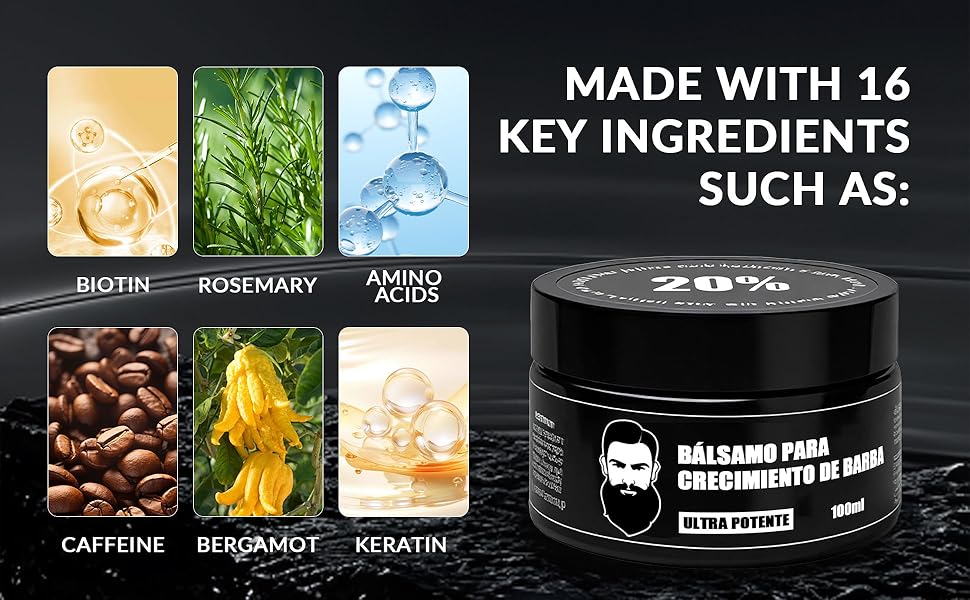 Beard Stimulant, Ultra Powerful Beard Growth Balm, Beard Cream, Beard Growth Balm, Thicker, Fuller Beard & Hair 100ml/3.5oz (1)