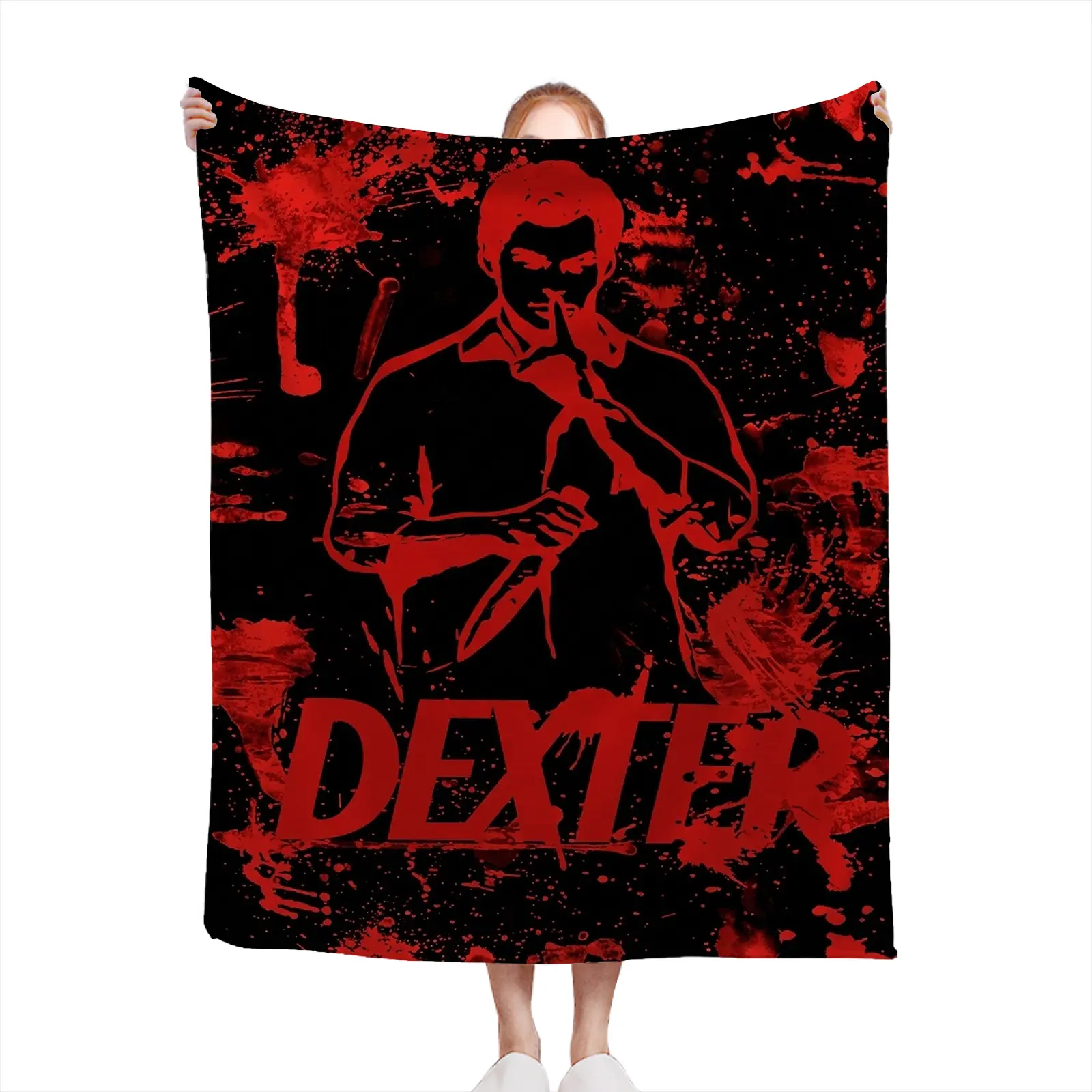 Soft Cozy Throw Blanket Polyester Dexter Morgan Red Black Print Home Decor Gift For Fans2607230052