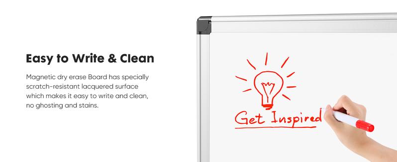 Magnetic Dry Erase Board, 36 X 24 Inch White Board, Sliver Reinforced Aluminum Frame,1 Dry Eraser & 2 Dry Erase Markers & 4 Push Pin Magnets Magnetic Dry Erase Board, 36 X 24 Inch White Board, Sliver Reinforced Aluminum Frame,1 Dry Eraser & 2 Dry Erase Markers & 4 Push Pin Magnets