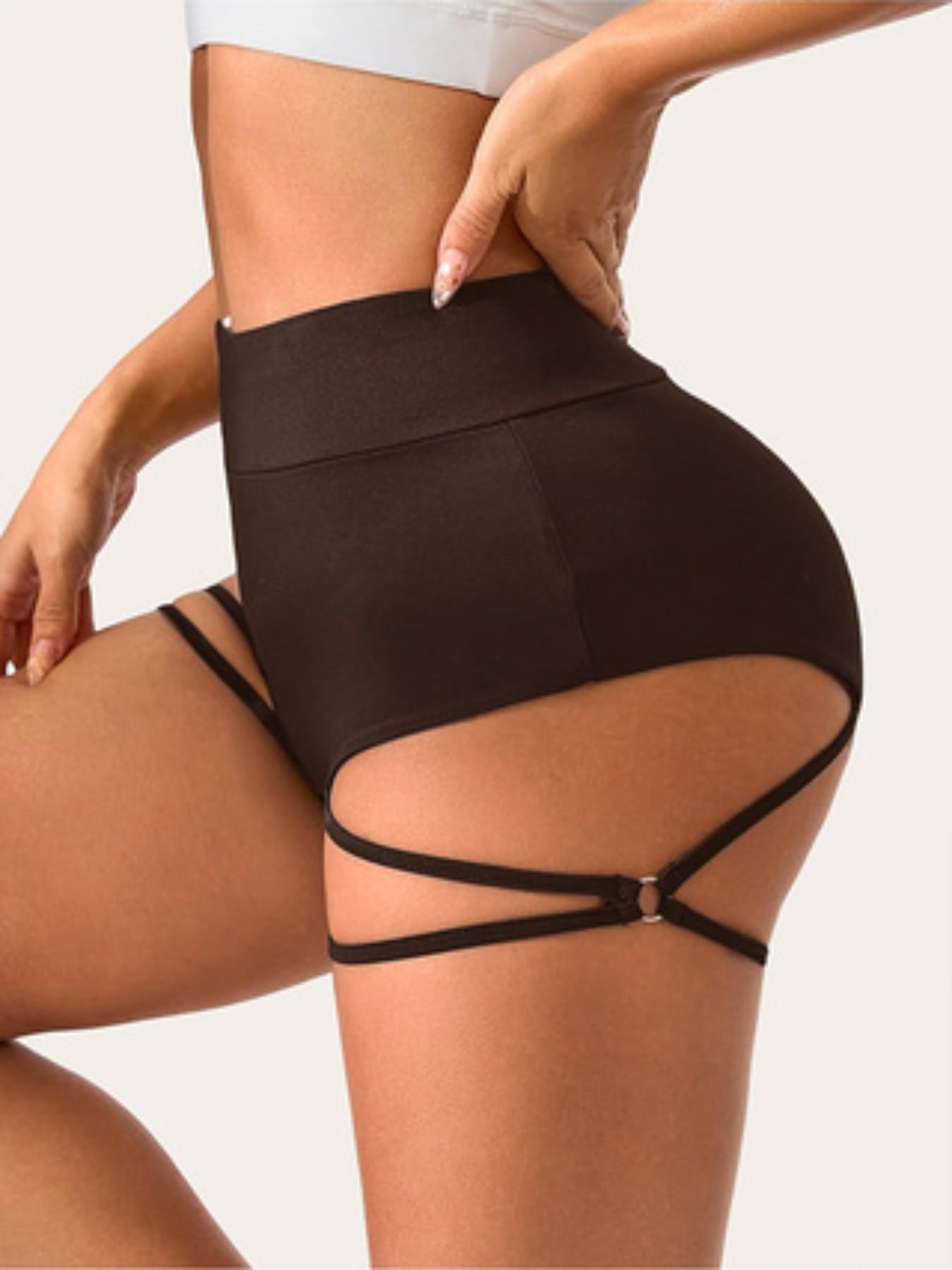 Women's Sexy Belted Butt Lifter Shorts, High Waisted Dance Shorts for Fitness Training, Comfortable and Stylish Athletic Wear Shorts