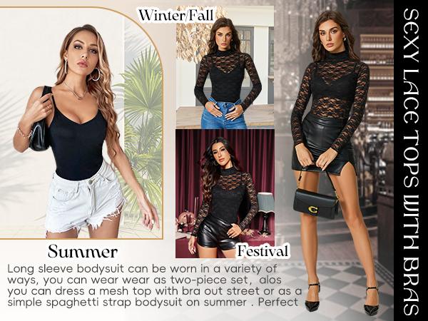 Avidlove Womens Long Sleeve Bodysuit Lace Tops Turtle Neck Shapewear Body Suits Going Out Top Fall Outfits Two Piece Set Avidlove Womens Long Sleeve Bodysuit Lace Tops Turtle Neck Shapewear Body Suits Going Out Top Fall Outfits Two Piece Set