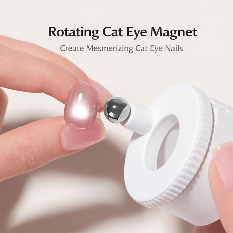 360-Degree Automatic Rotation Magnetic Cat Eye Nail Art Tool, Strong Magnet Wide Light Cat Eye Beads, Dual-Headed Manicure Kit, Nail Care