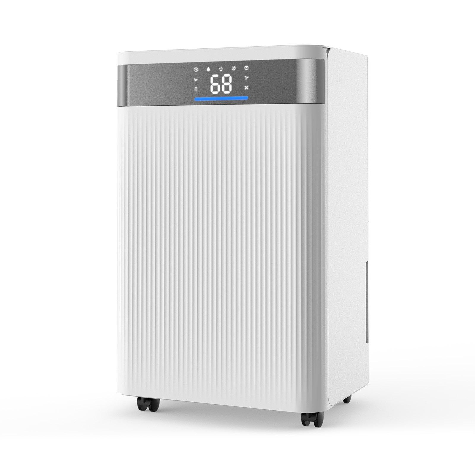 VEVOR 35 Pints Dehumidifier for Home Basement, Drain Hose for Commercial Industrial Use, Smart Humidity Control, Low Noise for Large Rooms, Warehouses, Bedrooms Storage, Large Coverage, White
