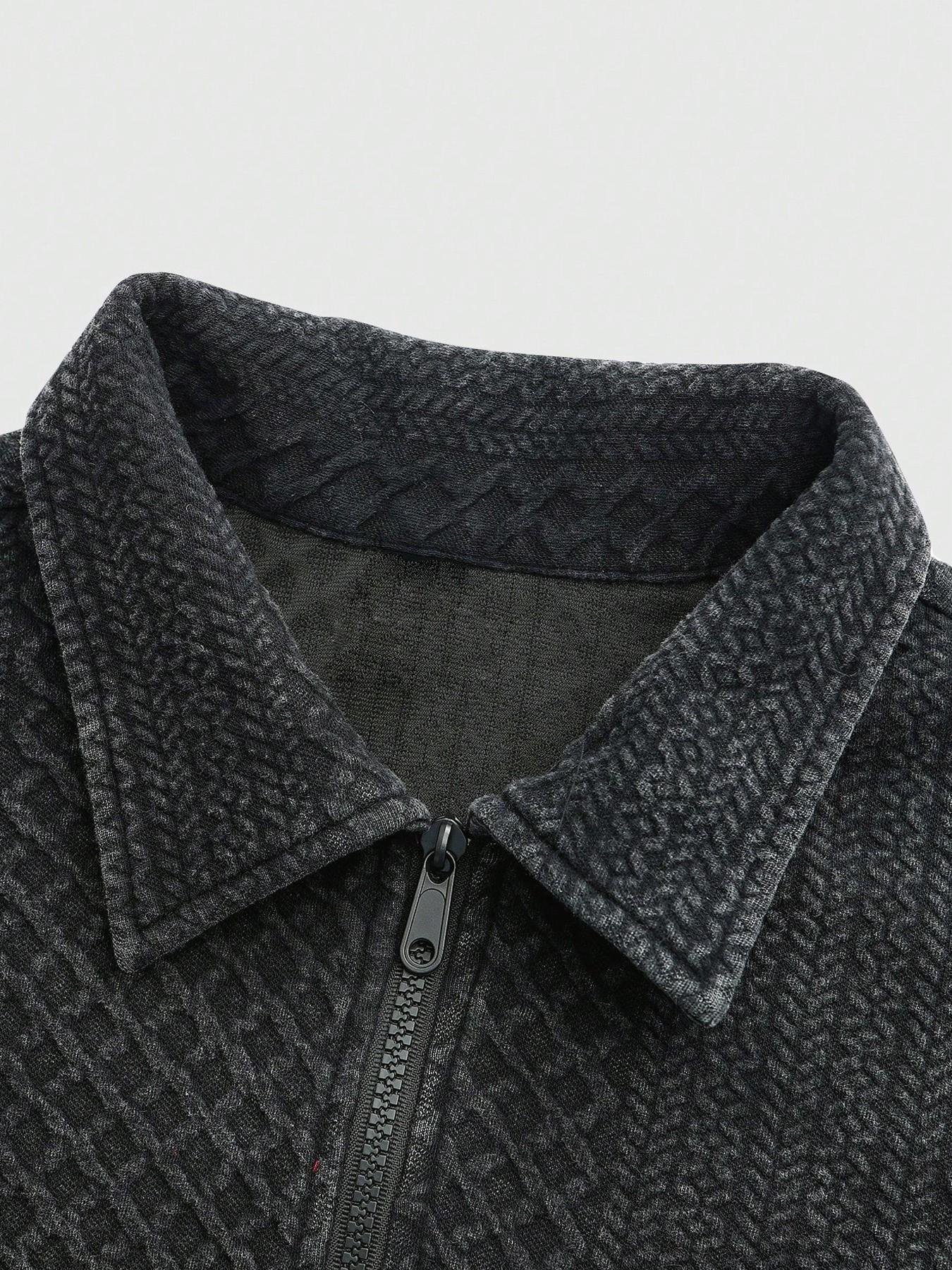 Men's Casual Jacket, Contrast Patchwork Zipper Neckline, Short Design, Heavy Cotton Y2K Style, Fall & Winter Fashion