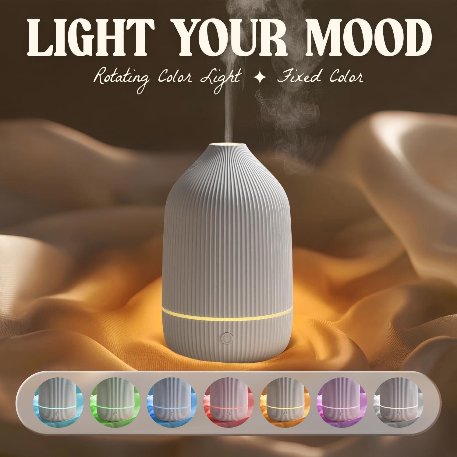 USB powered portable ultrasonic aromatherapy machine, essential oil diffuser, Aroma diffuser humidifiers, 100ml aromatherapy diffuser, suitable for home and office use, 7-color LED ambient light fragrance diffuser, automatic shutdown, Travel Humidifier