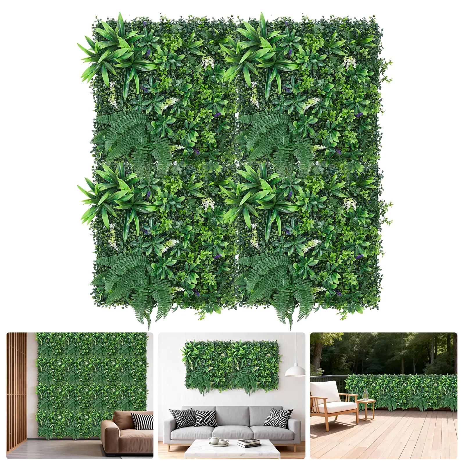 4/8/12PC UV Resistant Artificial Boxwood Greenery Wall Panels – Realistic Faux Plant Privacy Fence, Vertical Garden Decorative Panel