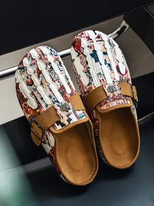 Men's Fashion Skeleton Bone Mule Slides, Lightweight Canvas Loafers, All-Day Wear Casual Shoes for Daily, Travel & Office