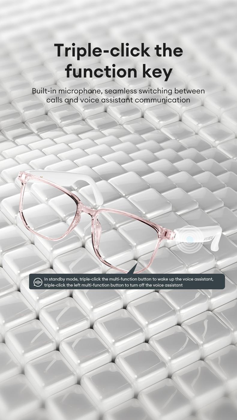 HYUNDAI C8 Pro AI Smart Glasses Wireless Headphone Smart Glasses For Listening To Music & Calling, Support Languages Bluetooth Translation Audio & Video Call Translation Glasses for Women & Men