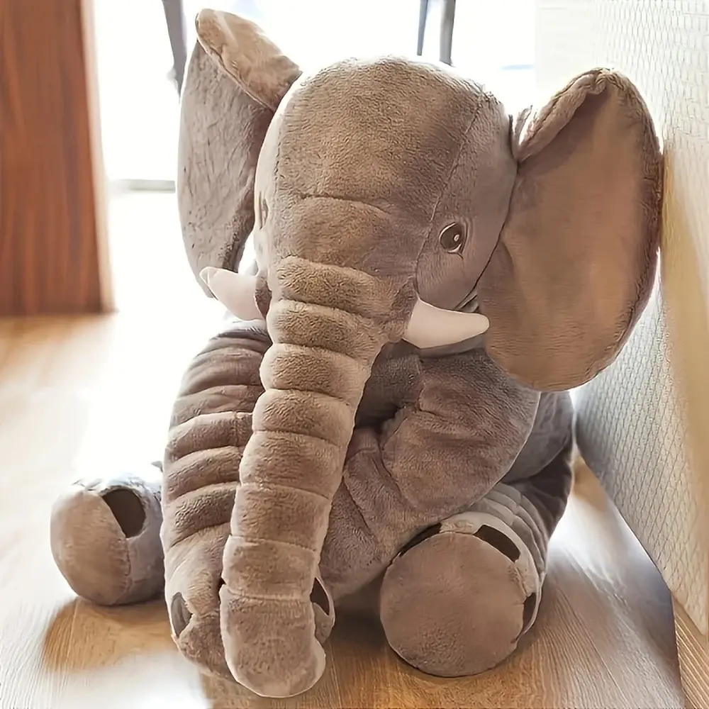 40cm Soft Cute Elephant Plush Toy, Fluffy Stuffed‑Animal Sleeping Pillow Cushion, Cozy Room Sofa Bed Decoration for Kids Birthday Holiday Gift