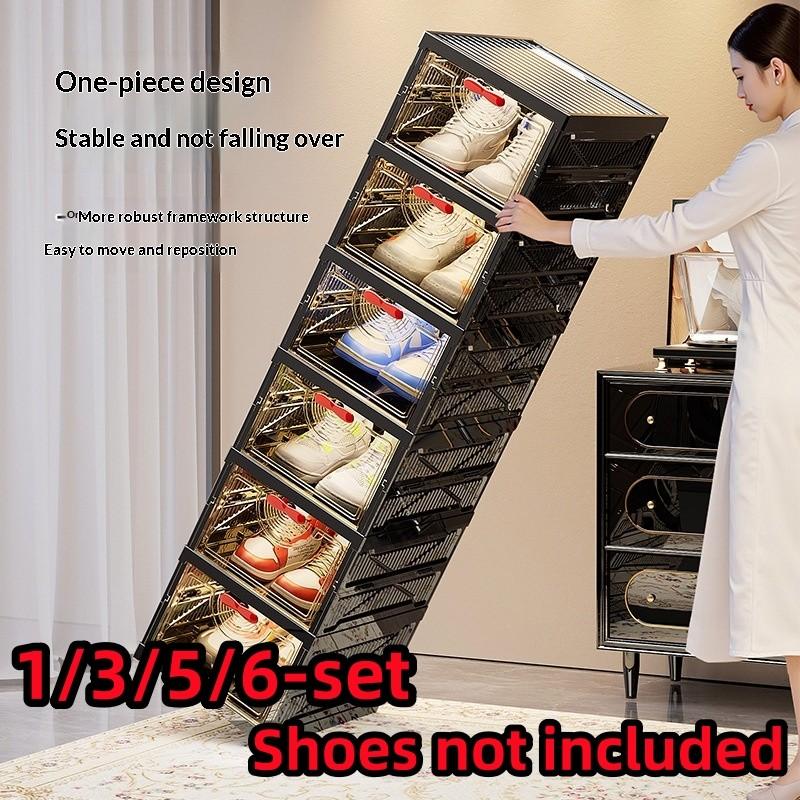 Foldable Sneaker Wall Organizer, Crystal Clear Design, Easy Setup in Seconds, Ideal for Messy Shoes, Available in 1/3/5/6 Sets