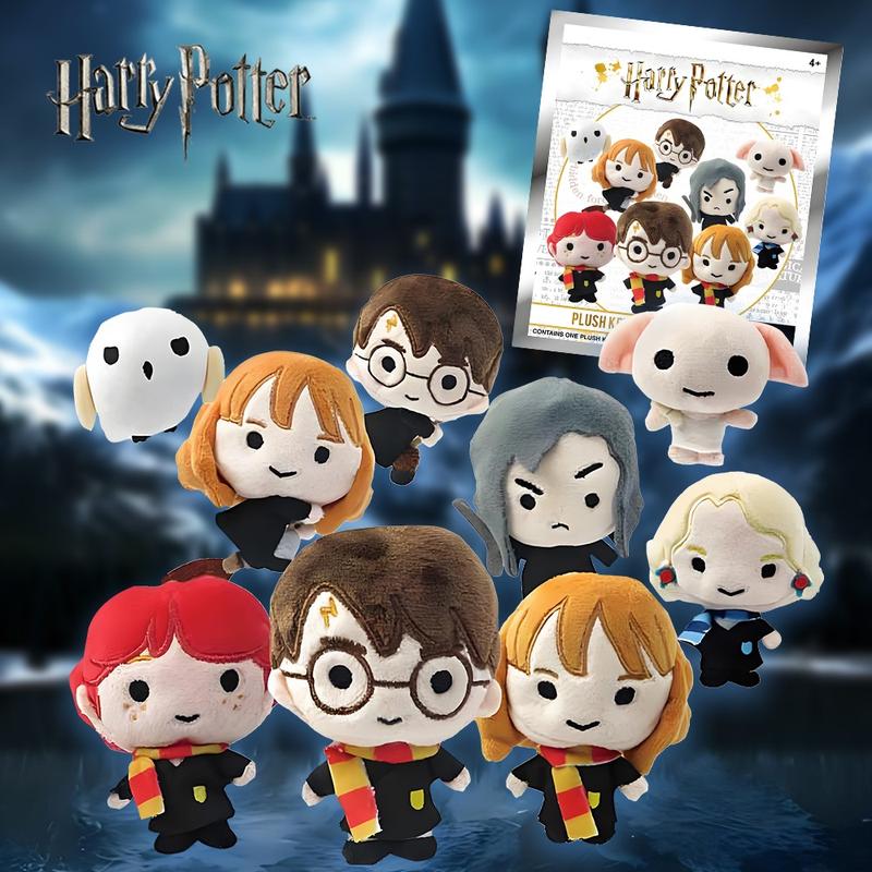 1PC Harry Potter Officially Licensed Harry Potter Plush Bag Clip Fabric Doll Keychain Random Blind Bag Blind Box Toys Hermione with Scarf Ron  Harry with Broom & Wand Owl Funny and Cute Birthday Gift