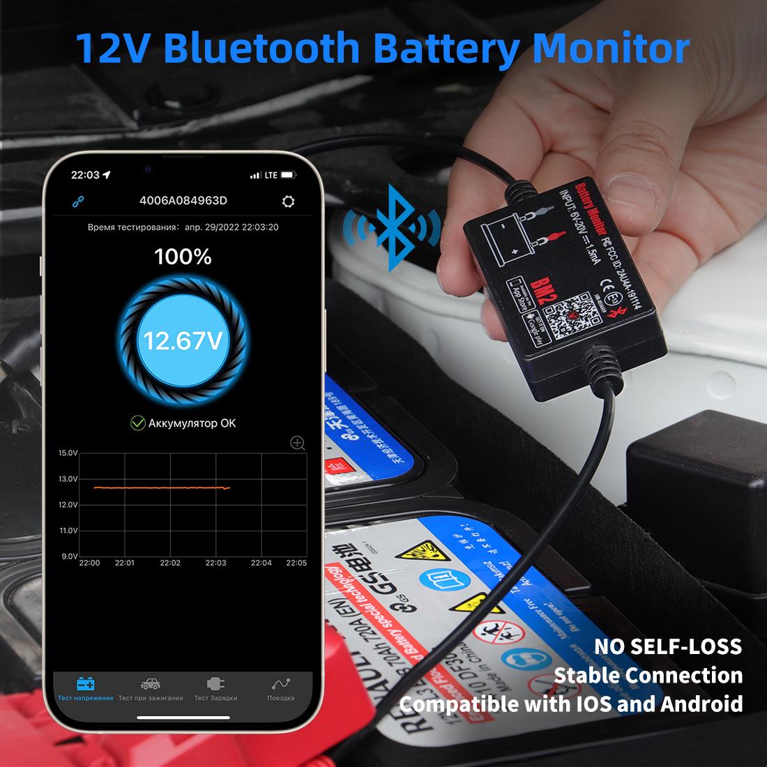 QUICKLYNKS-BM2 Auto Battery Monitor Bluetooth 4.0 12V Device Car Battery Tester Vehicle
