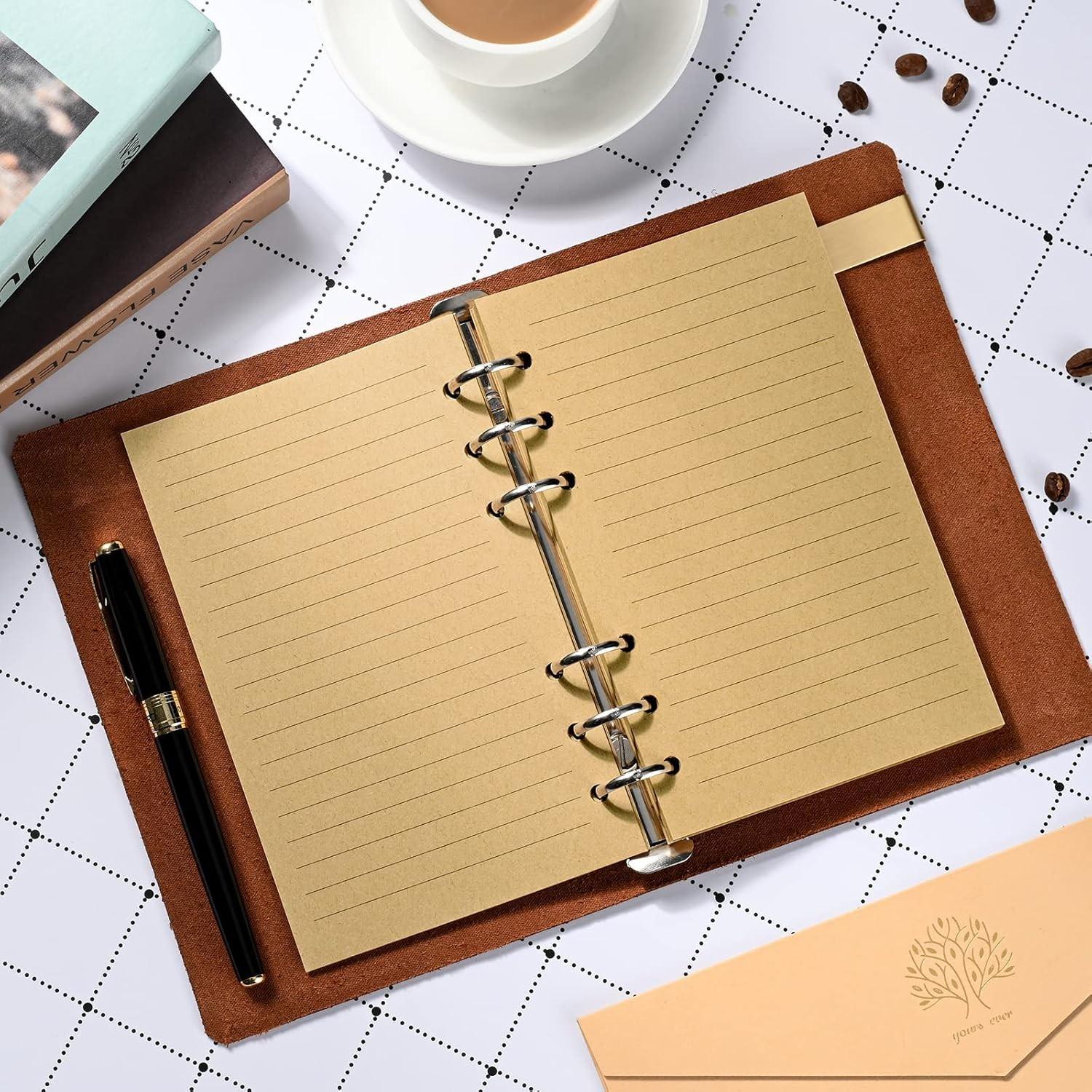 A6 Vintage Style Binder Inserts, 90 Sheets (180 Pages) 7mm Grid Paper, Smooth Writing, Durable, Versatile Use, Suitable for 6-Ring Binders and Travel Notebooks