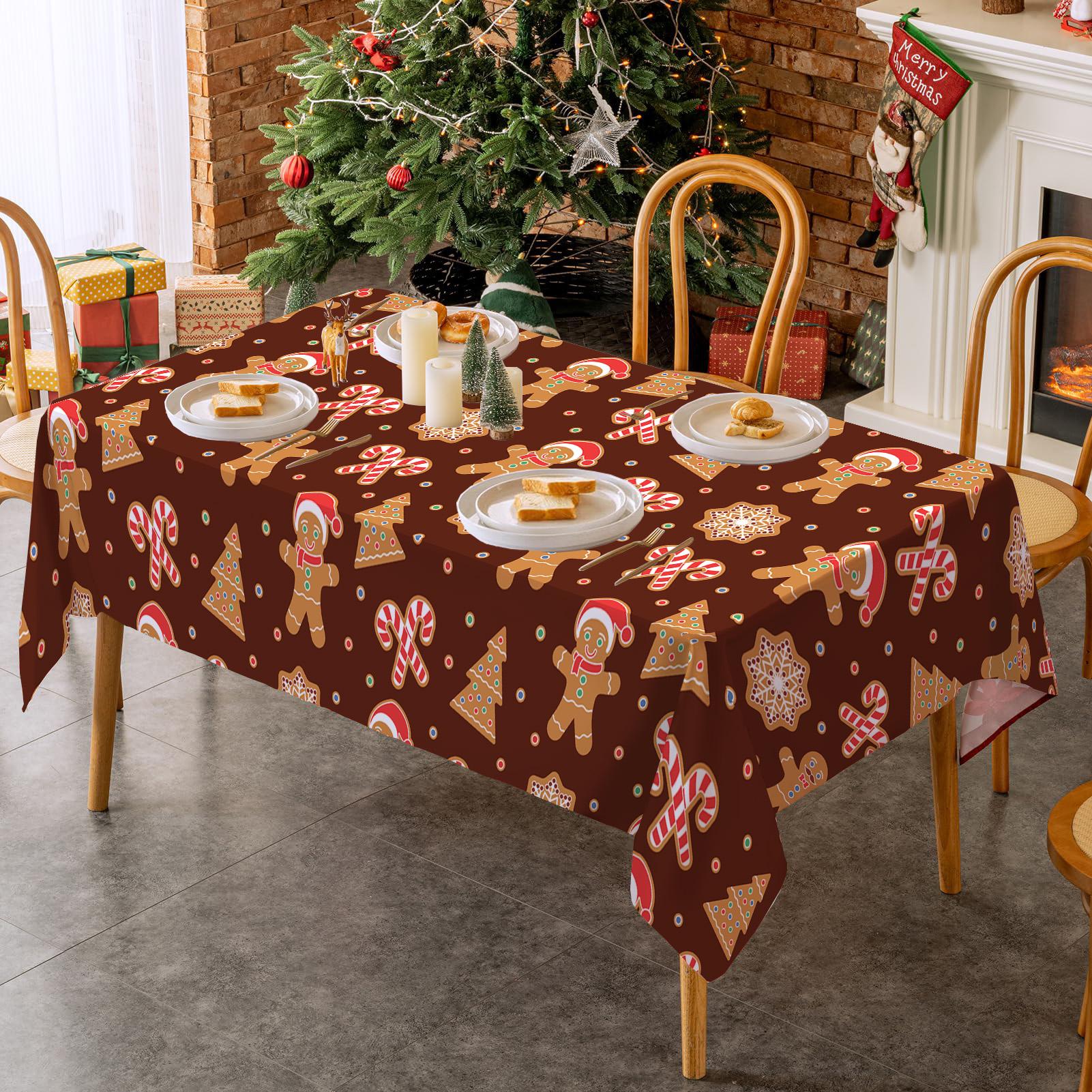 Rectangular Christmas Tablecloth, Gingerbread Man Design, Holiday Party Decorations, Best Christmas Gift, New Year Eve Dinner Decoration