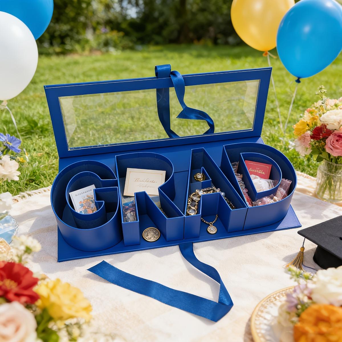 2026 Graduation Season DIY Letter Gift Box, GRAD Shaped Fillable Paper Gift Box, Graduation Bouquet Packaging Card Holder Keepsake Bracelet Box, Great for High School and College Graduation Gifts