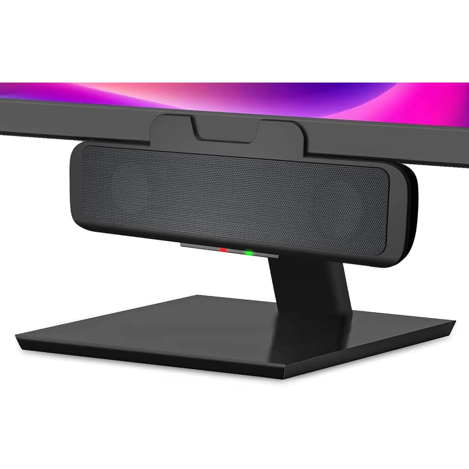 CA-2890 USB Speaker Bar with Clip-  Mount Design | Compact speaker bar for PC and ,  for Tight Desks, Play and Pause Buttons, LED Status Light, Plug-and-Play Setup