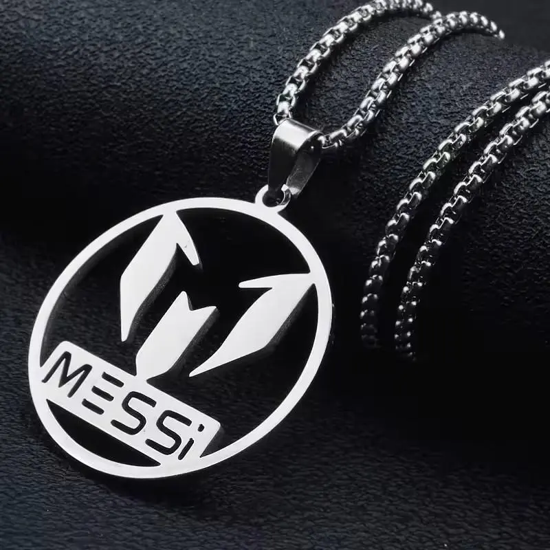 Stainless Steel Necklace Football Soccer Star Messi Cristiano Ronaldo Leo Messi Pendant Clavicle Charming Jewelry