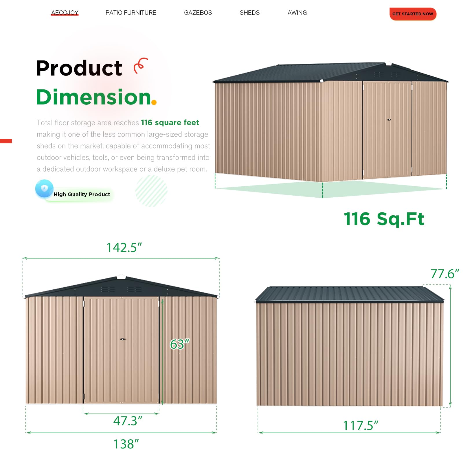 【3 Packages Shipping】Large Heavy-Duty Metal Storage Shed - Extra Large Steel Outdoor Shed with Lockable Doors for Garden Tools, Workspace & Utility Storage 【3 Packages Shipping】Large Heavy-Duty Metal Storage Shed - Extra Large Steel Outdoor Shed with Lockable Doors for Garden Tools, Workspace & Utility Storage