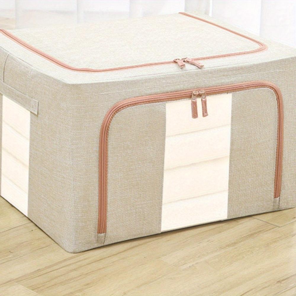 Foldable Steel Frame Storage Box, Transparent Organizer for Clothes and Blankets, Home Use Closet Storage Solution, 1 Piece