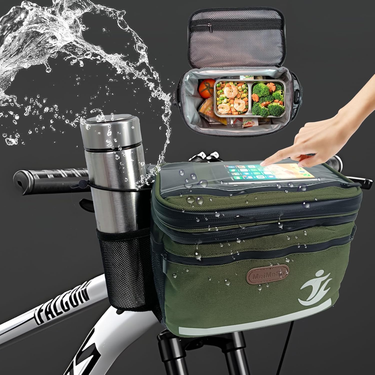 Bike Handlebar Bag Bike Basket Front Bag Waterproof with Touch Screen Phone Holder, Bike Phone Bags Bicycle Basket Insulated Cooler Lunch Bag Suitable for Cycling, Outdoor with Bento, Snacks, Ice Water Bike Handlebar Bag Bike Basket Front Bag Waterproof with Touch Screen Phone Holder, Bike Phone Bags Bicycle Basket Insulated Cooler Lunch Bag Suitable for Cycling, Outdoor with Bento, Snacks, Ice Water