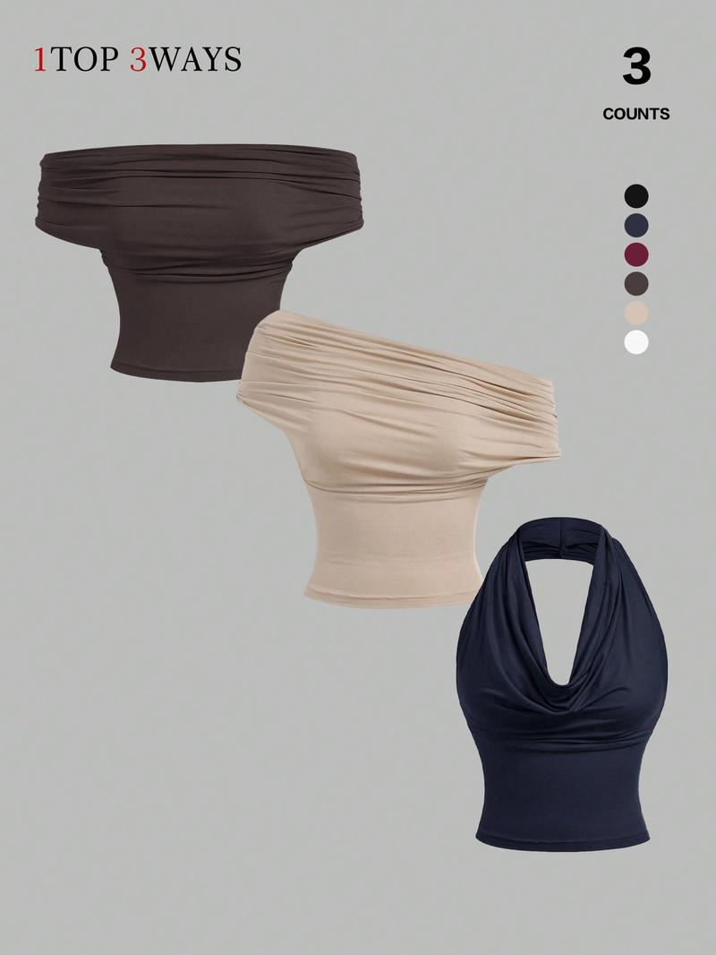 2026 Women's Elegant Solid Color Versatile Halter Neck Top, Stylish & Comfortable Design, Perfect for Casual Wear, Ideal for Everyday Use