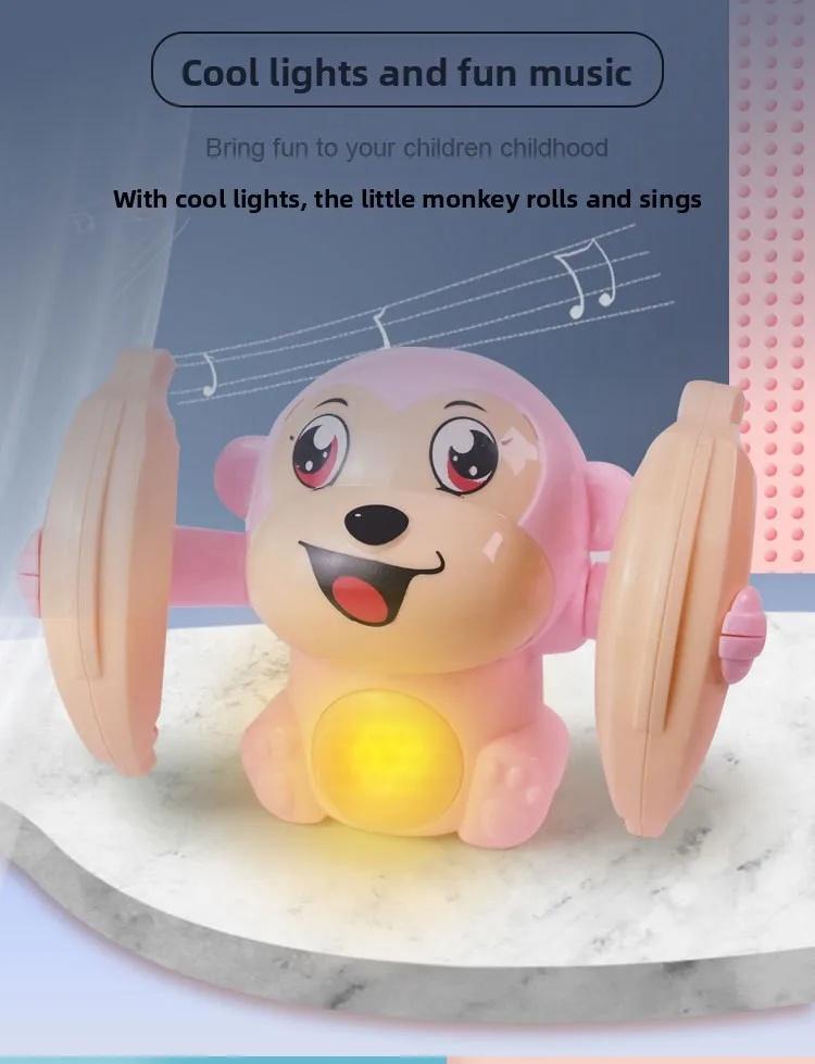 Monkey Shape Electric Rolling Stuffed Toy for Toddlers, Interactive Light & Sound Preschool Educational Puzzle Early Learning Gift