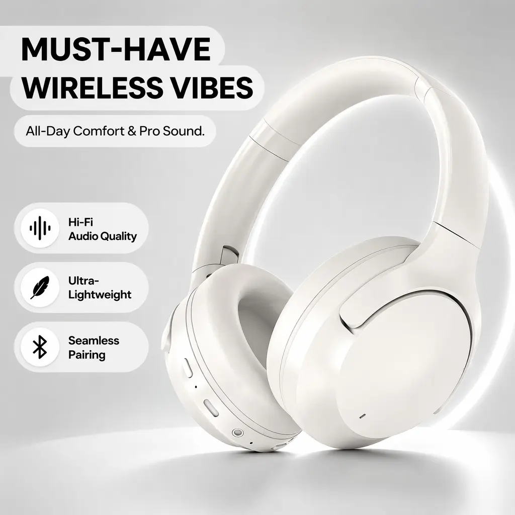 cable connectivity new Bluetooth foldable headphones with noise cancellation, high sound quality, long battery life, and stylish design